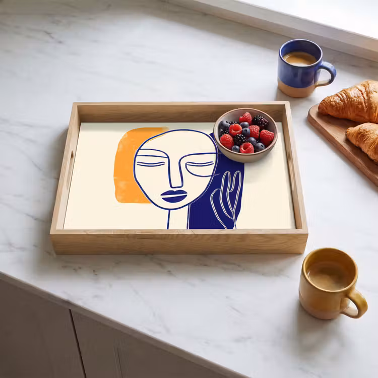 Bandeja - Minimalista - Cara - Mano - Naranja - Azul — 3