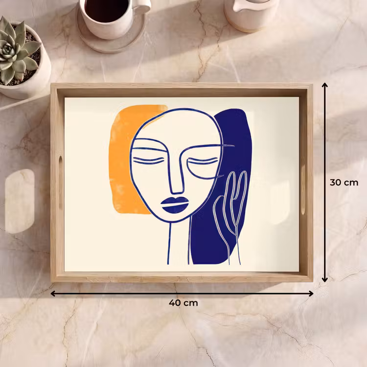 Bandeja - Minimalista - Cara - Mano - Naranja - Azul — 7