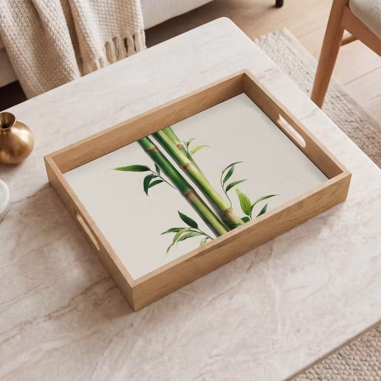 Bandeja - Tallos de bambú - Ornamental - Verde — 2