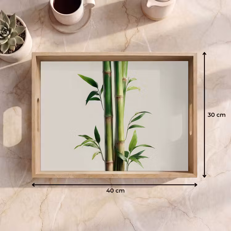 Bandeja - Tallos de bambú - Ornamental - Verde — 7