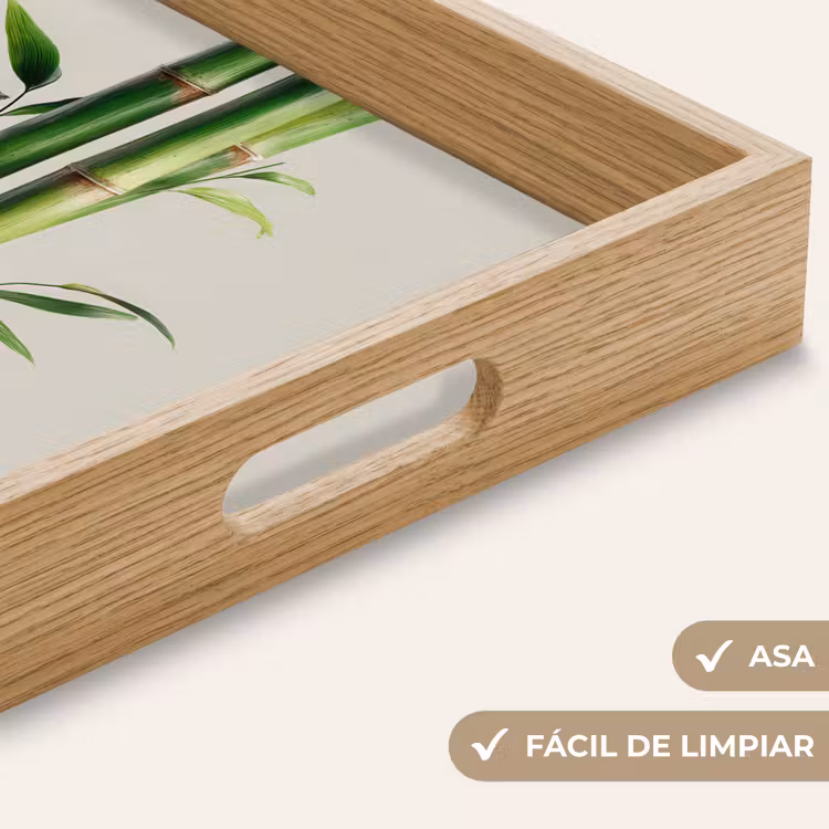 Bandeja - Tallos de bambú - Ornamental - Verde — 8