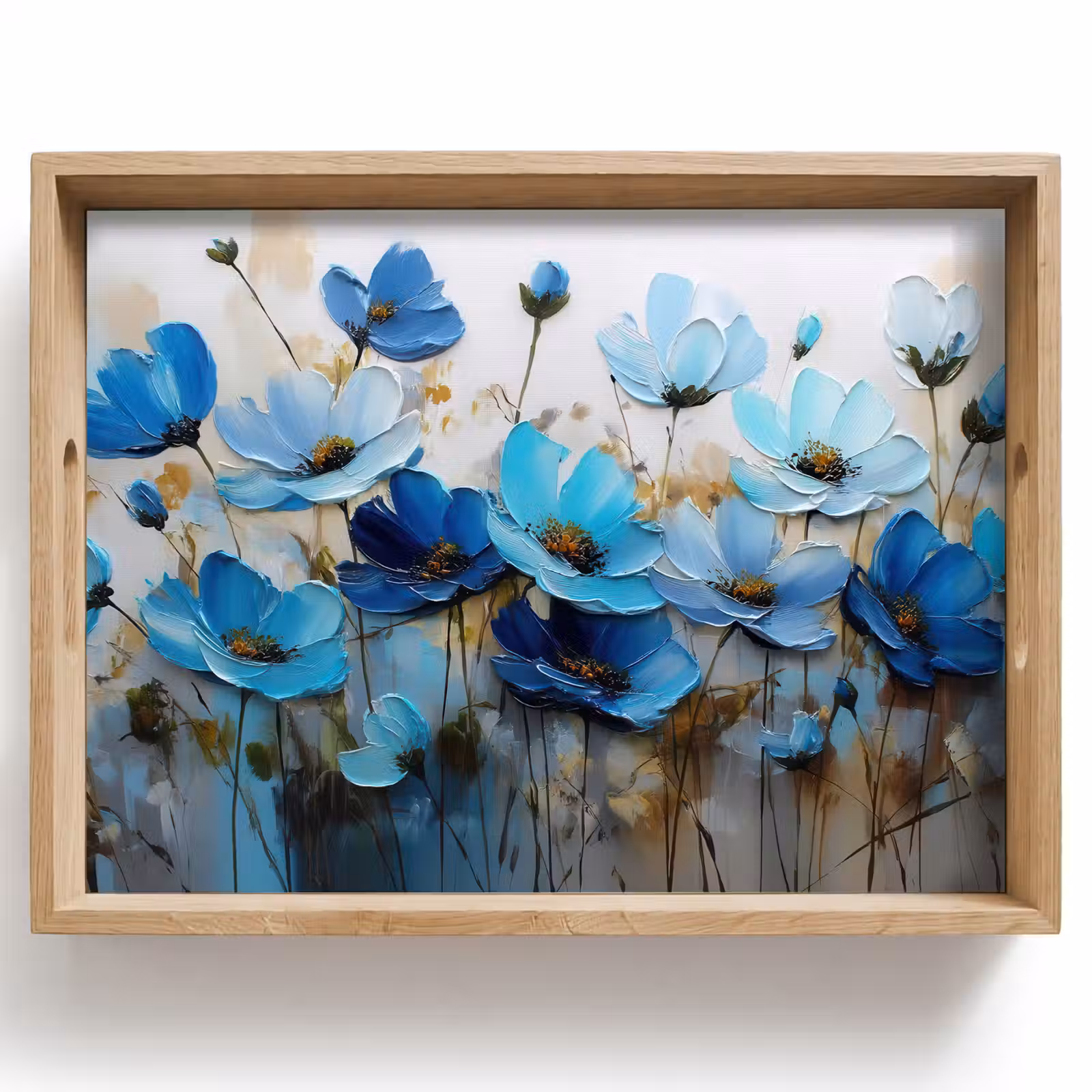 Bandeja - Flores - Pintura - Azul — 1