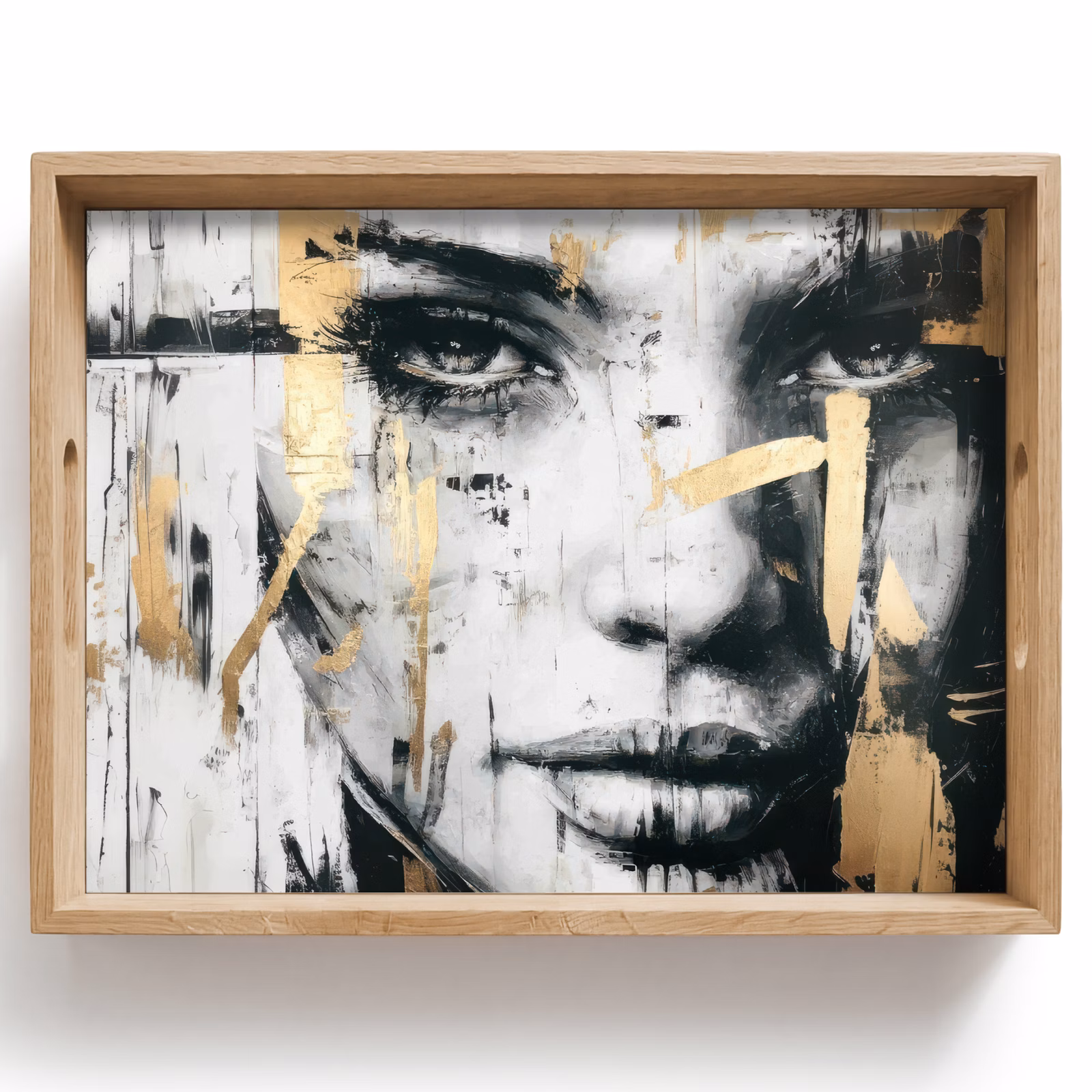 Bandeja - Retrato - Mujer - Pinceladas - Oro — 1
