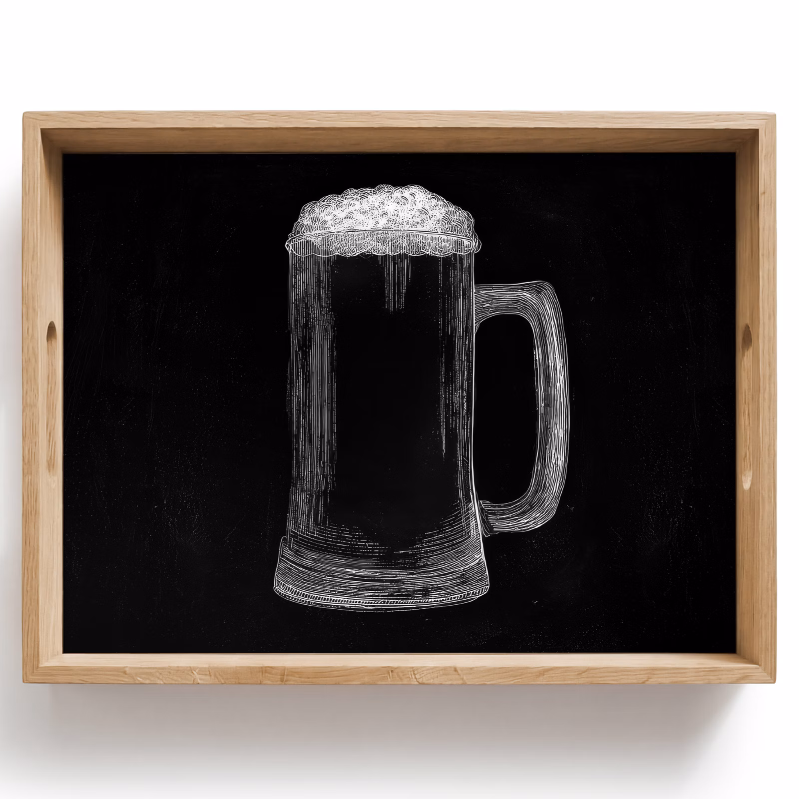 Bandeja - Jarra de cerveza - Espuma - Dibujo con tiza — 1
