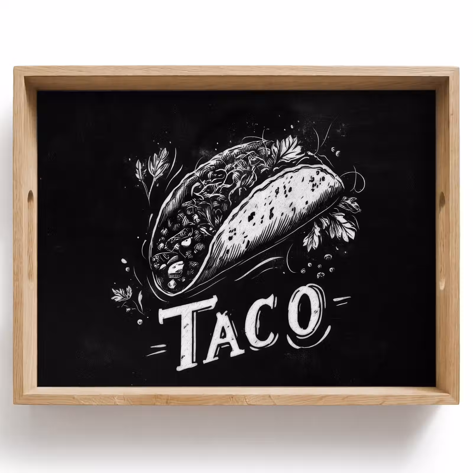 Bandeja - Taco - Hierbas - Estilo tiza blanca - Texto — 1