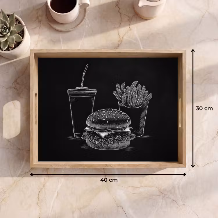 Bandeja - Hamburguesa - Patatas fritas - Refresco - Dibujo con tiza — 7