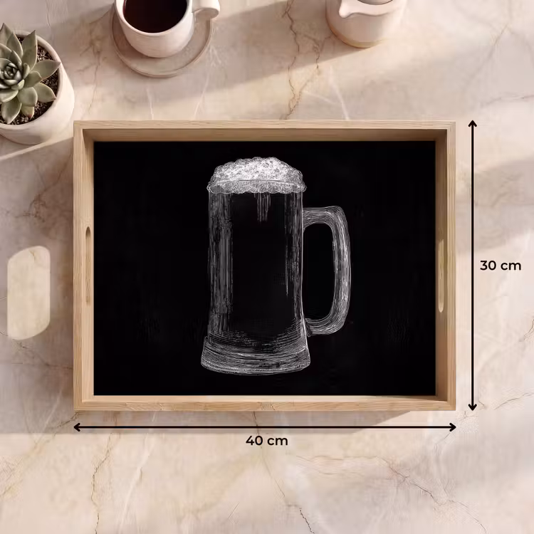 Bandeja - Jarra de cerveza - Espuma - Dibujo con tiza — 7