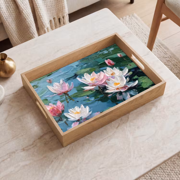 Bandeja - Nenúfares - Flores - Rosa - Agua — 2