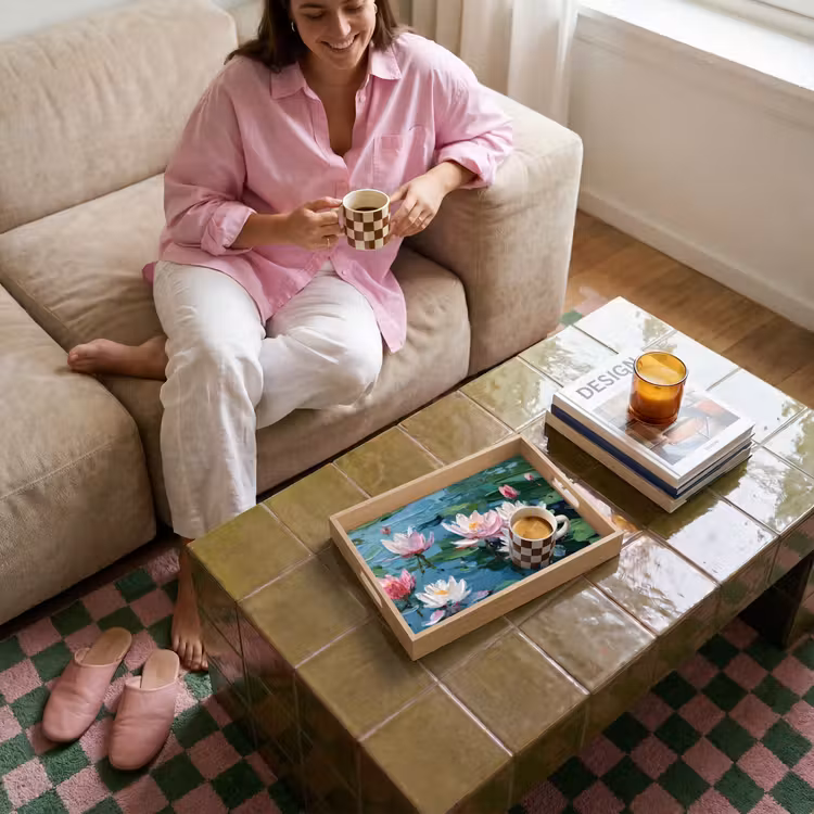 Bandeja - Nenúfares - Flores - Rosa - Agua — 4