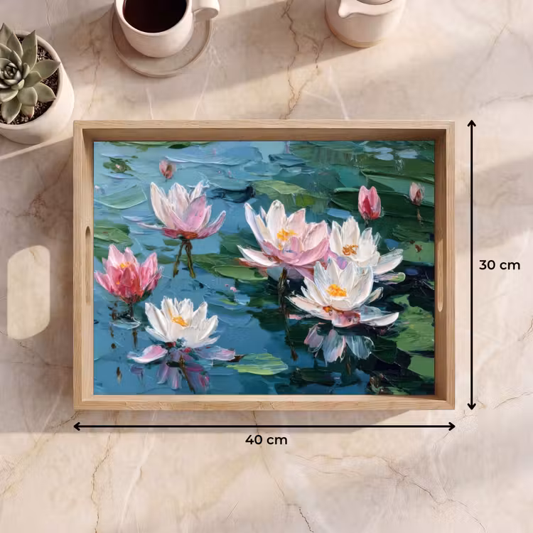 Bandeja - Nenúfares - Flores - Rosa - Agua — 7