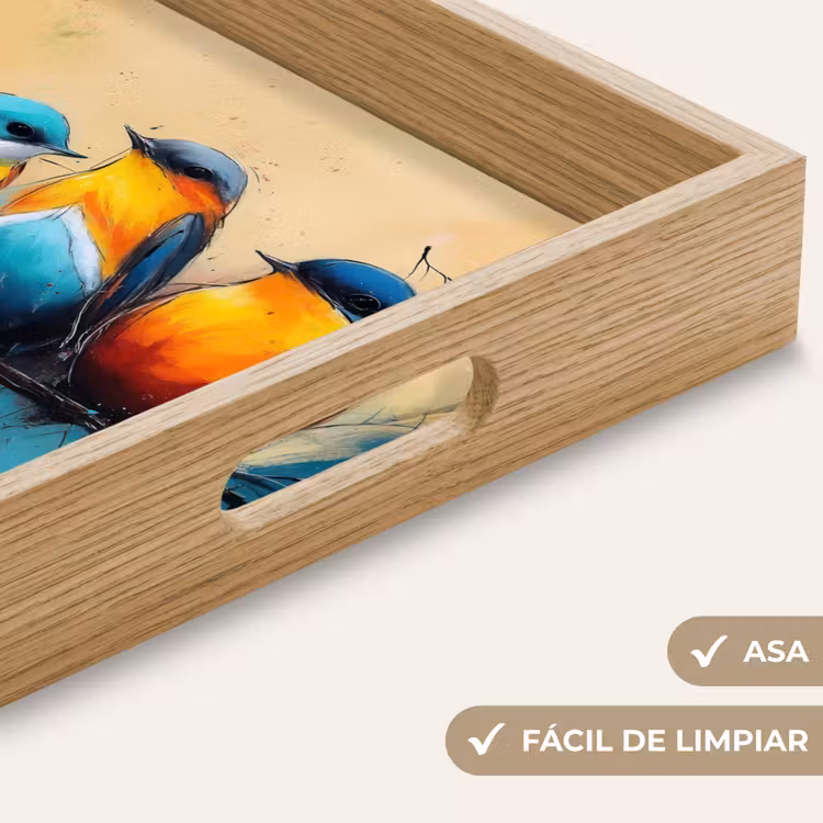 Bandeja - Pájaros - Colorido - Rama - Abstracto — 8