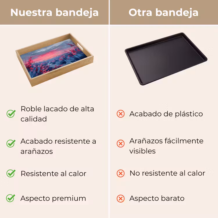 Bandeja - Pintura - Puesta de sol - Flores - Río — 9