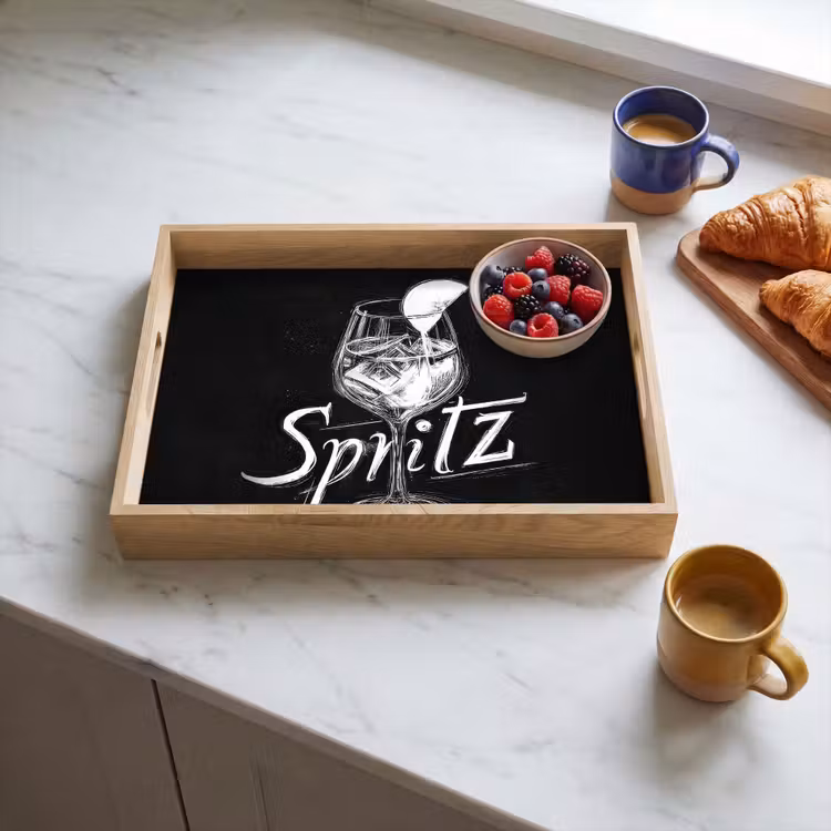 Bandeja - Spritz de vidrio - Letras de tiza - Cubitos de hielo - Limón — 3