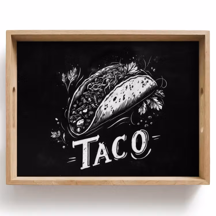 Bandeja - Taco - Hierbas - Estilo tiza blanca - Texto — 1
