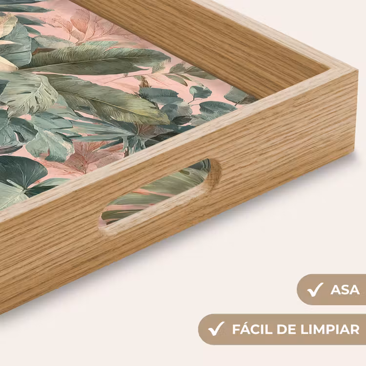 Bandeja - Composición de las hojas - Verde - Rosa — 8