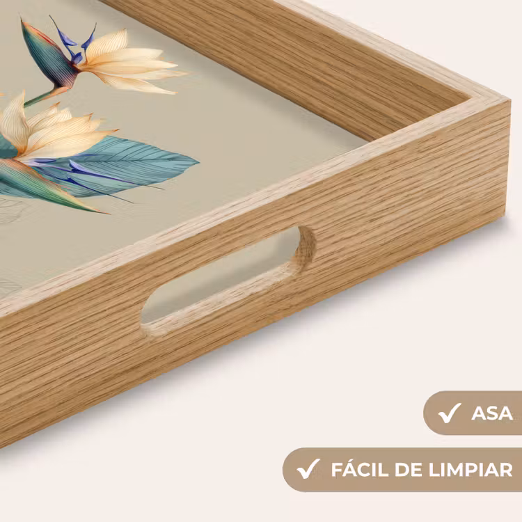 Bandeja - Flores de ave del paraíso - Hojas verde-azuladas - Beige — 8