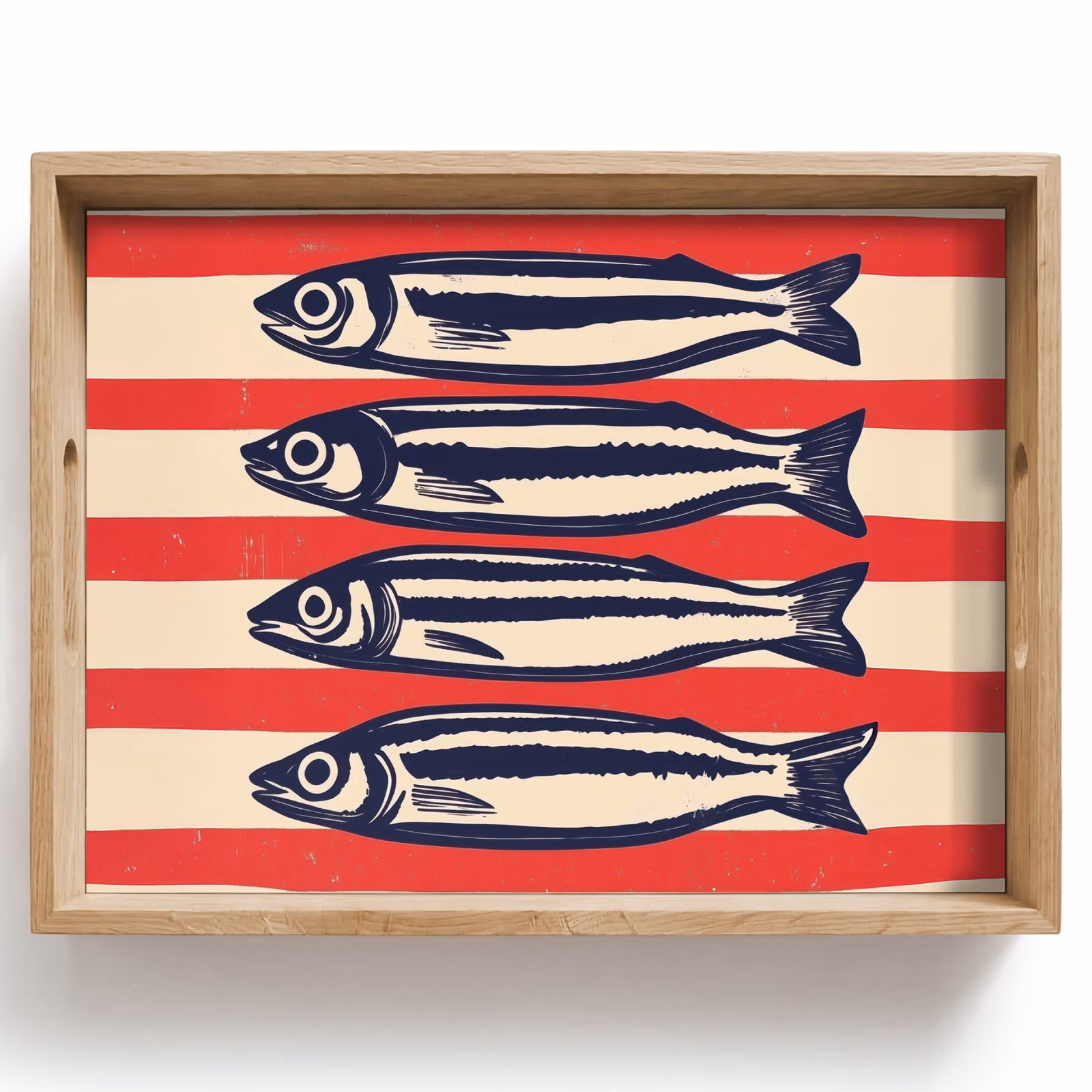 Bandeja - Sardinas - Rayas rojas y beige — 1