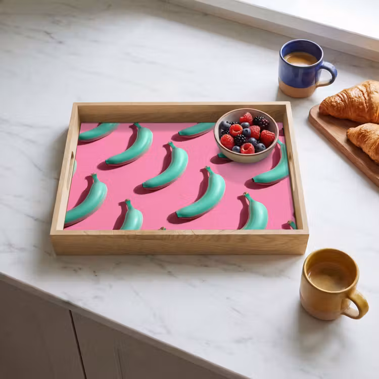 Bandeja - Plátanos - Patrón - Azul - Rosa — 3