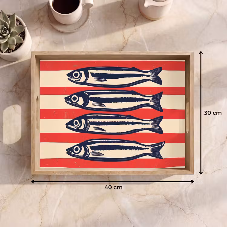 Bandeja - Sardinas - Rayas rojas y beige — 7