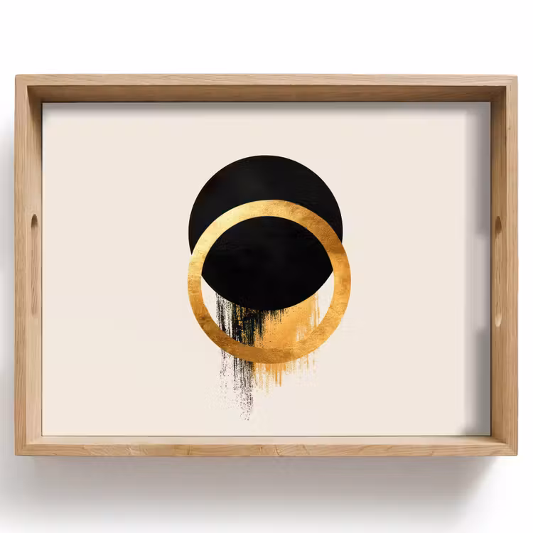 Bandeja - Diseño abstracto - Círculo negro - Manchas de pintura — 1