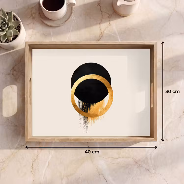Bandeja - Diseño abstracto - Círculo negro - Manchas de pintura — 7