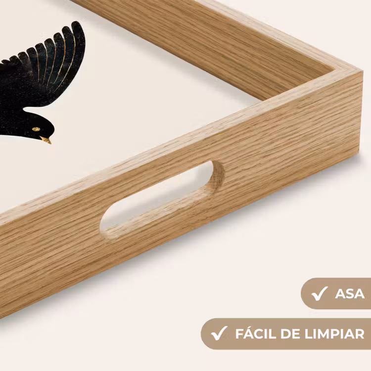 Bandeja - Golondrina negra - Detalles dorados - Fondo claro — 8