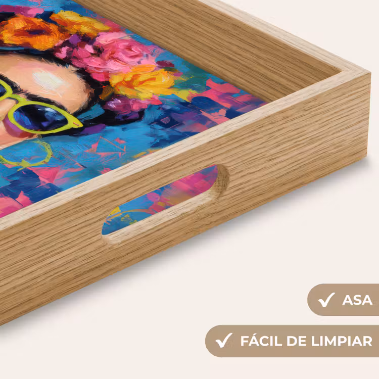 Bandeja - Retrato alegre - Mujer - Corona de flores — 8