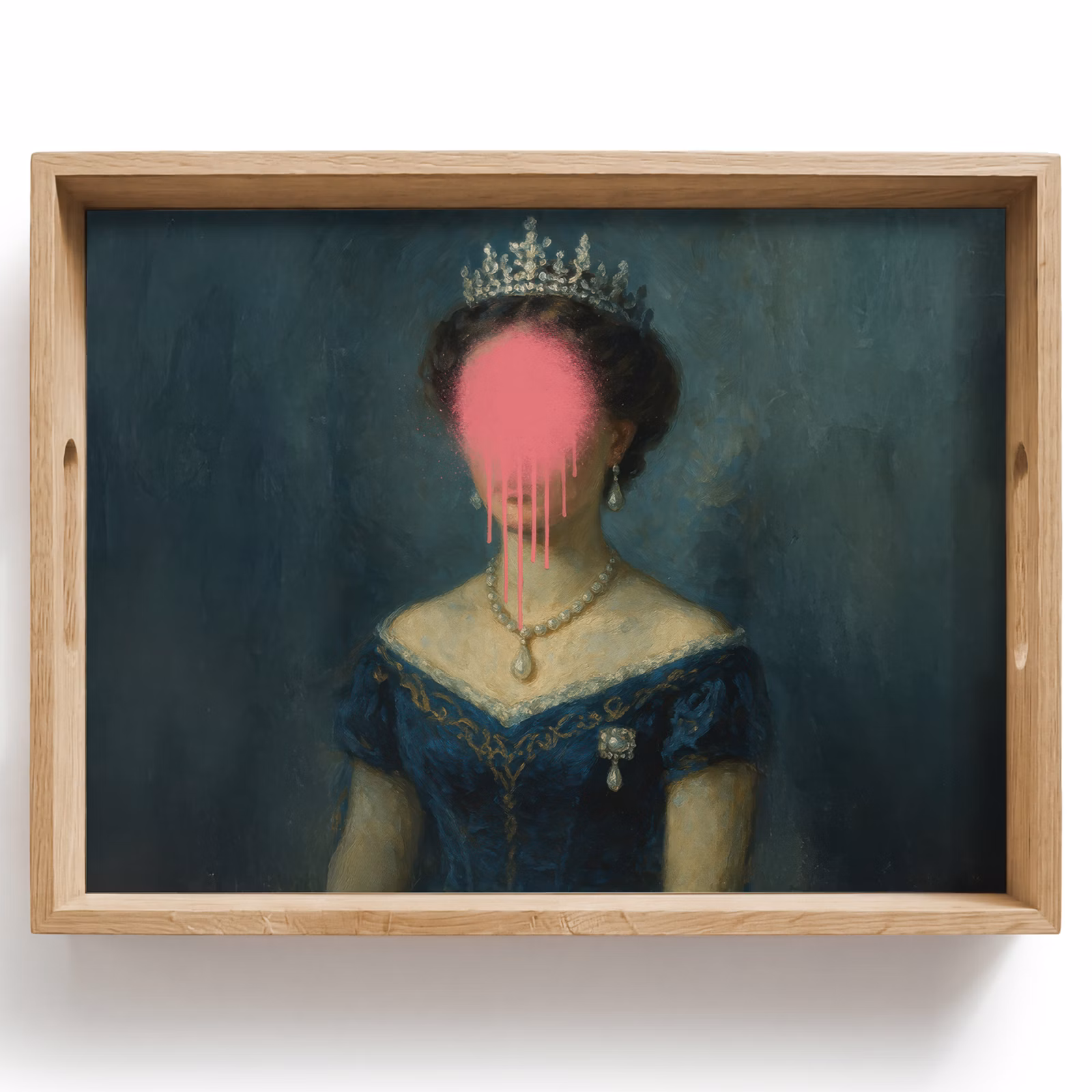 Bandeja - Corona - Pintura rosa goteante - Retrato — 1