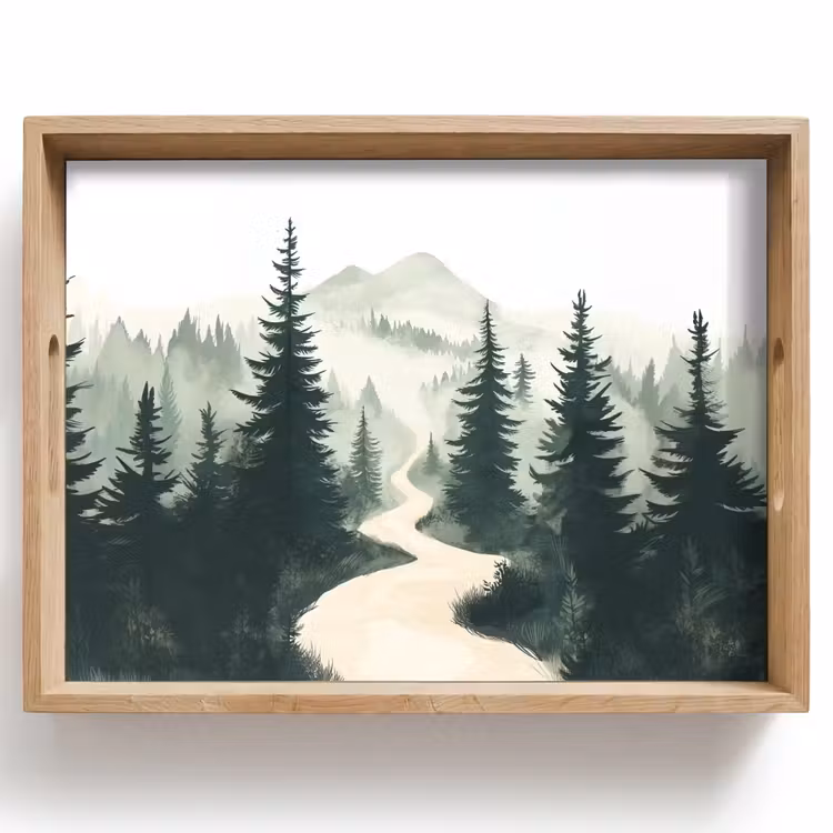 Bandeja - Sendero - Árboles - Bosque - Ilustración — 1