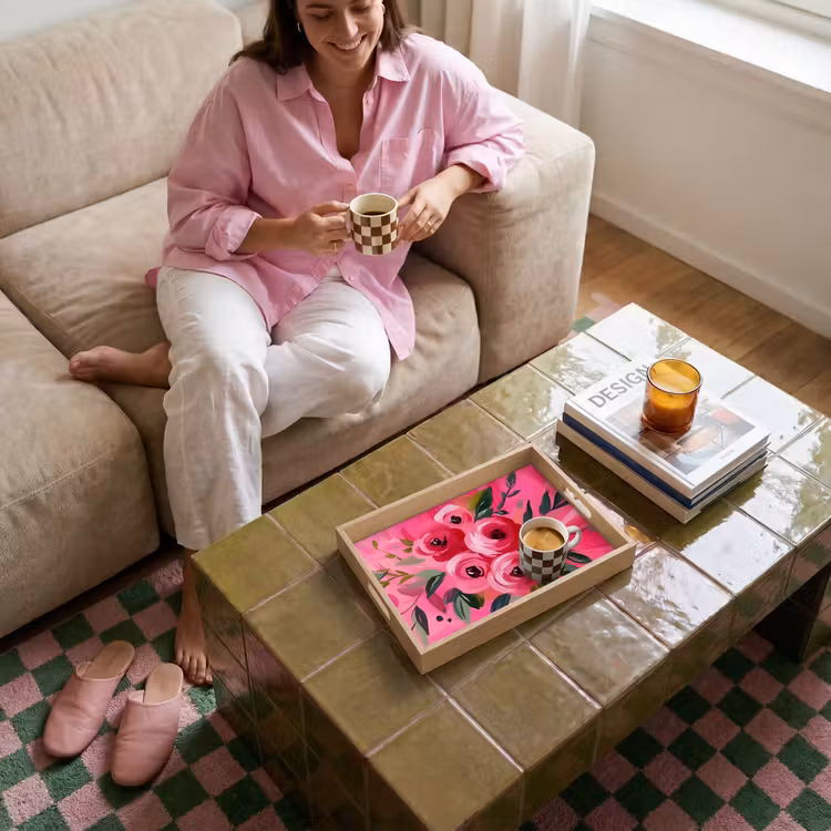 Bandeja - Flores - Pintura - Rosa — 4