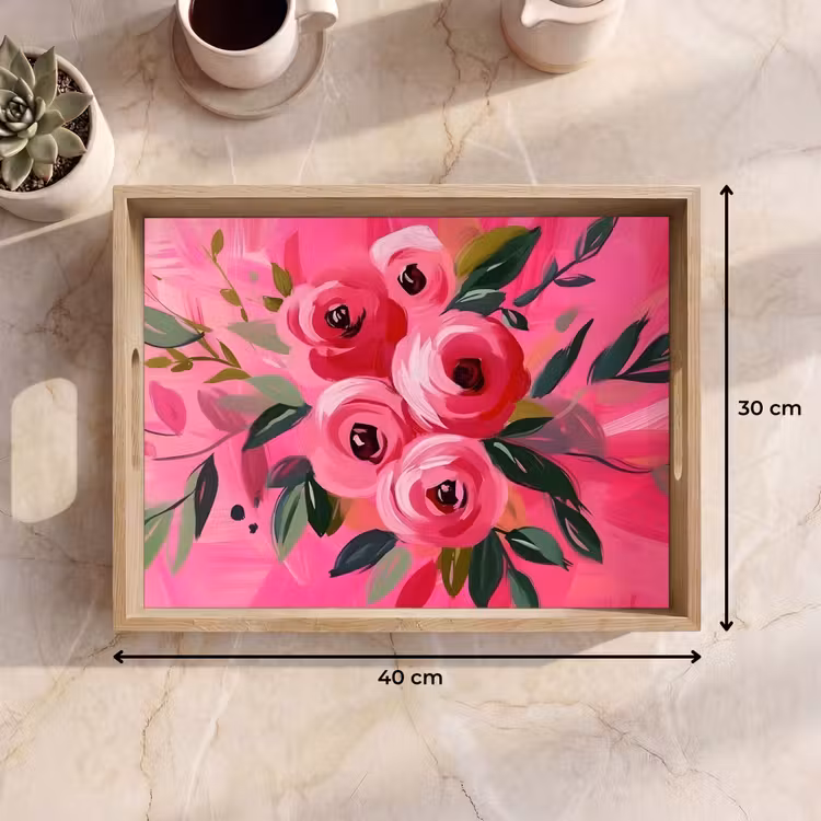 Bandeja - Flores - Pintura - Rosa — 7