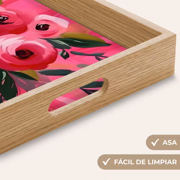 Bandeja - Flores - Pintura - Rosa — 8