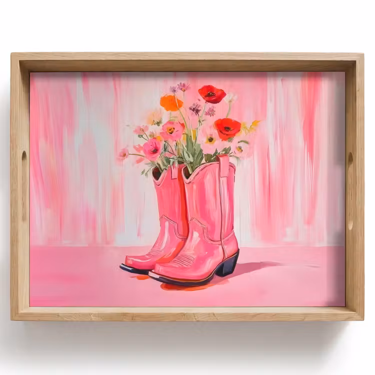 Bandeja - Rosa - Flores - Vaquero — 1