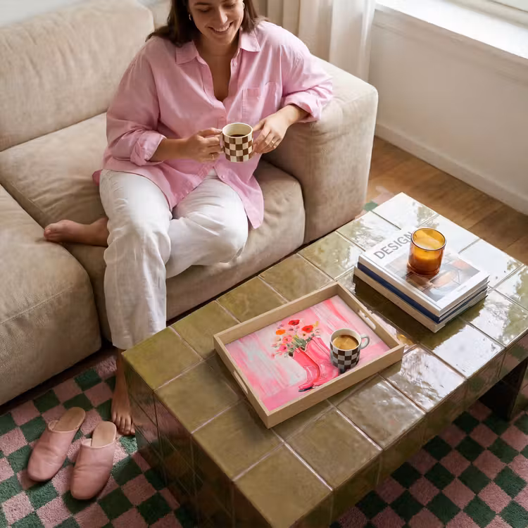 Bandeja - Rosa - Flores - Vaquero — 4