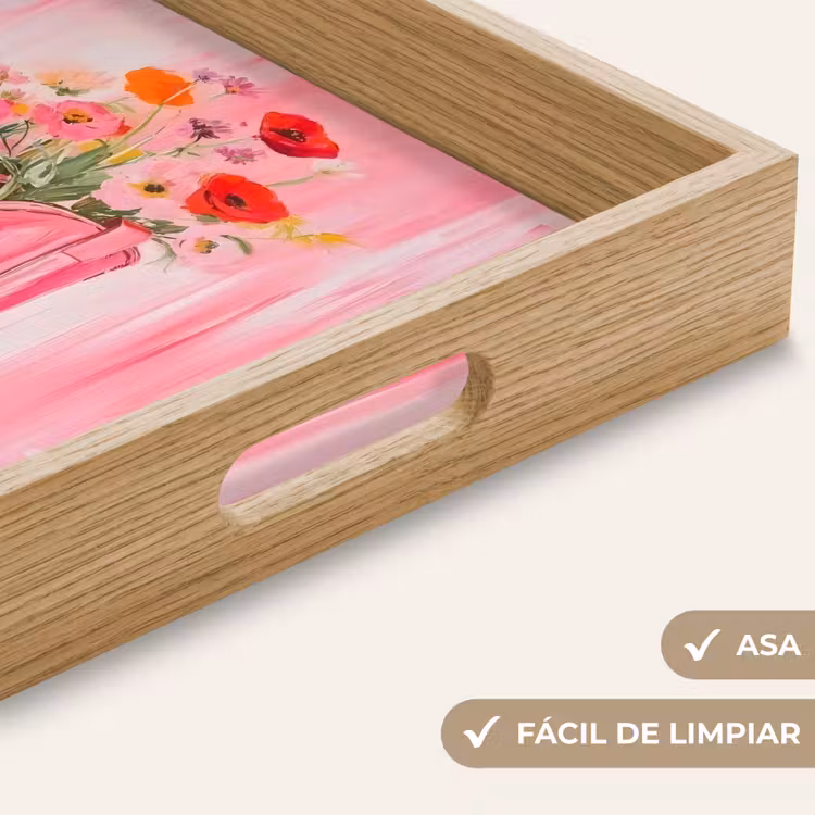 Bandeja - Rosa - Flores - Vaquero — 8