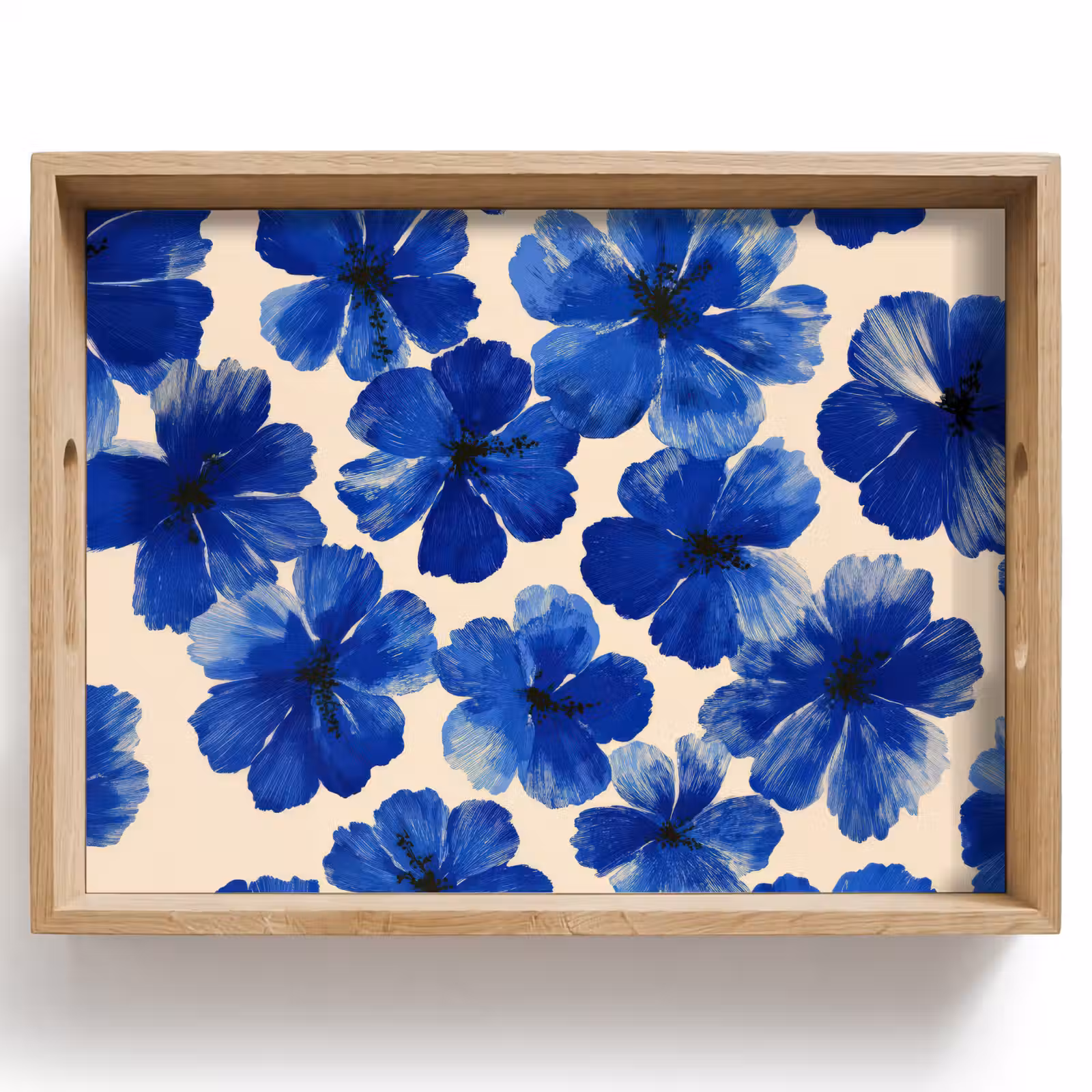 Bandeja - Flores - Azul - Estampado - Blanco — 1