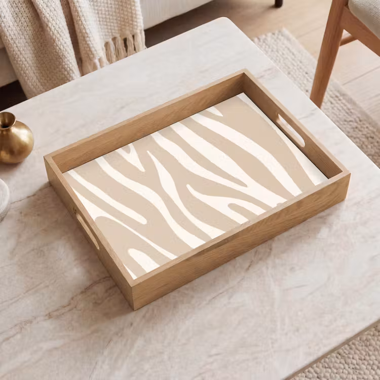 Bandeja - Estampado cebra - Beige - Blanco - Animal print — 2