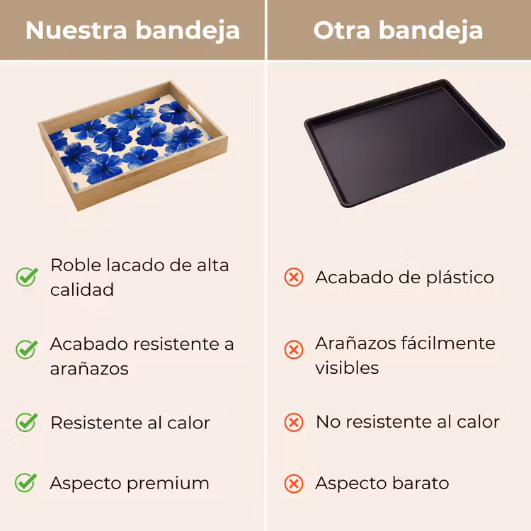 Bandeja - Flores - Azul - Estampado - Blanco — 9