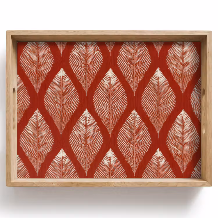 Bandeja - Hojas - Rojo - Elegante — 1