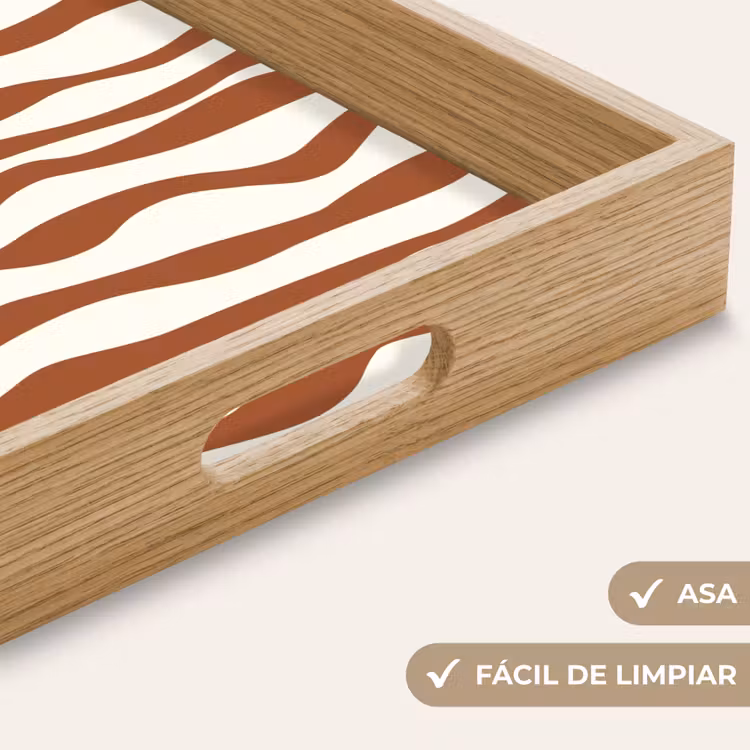 Bandeja - Líneas onduladas - Rayas - Beige - Marrón — 8
