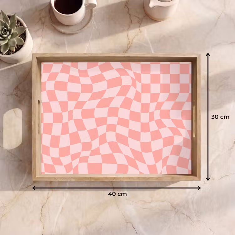 Bandeja - Patrón cuadrado - Rosa - Líneas onduladas — 7