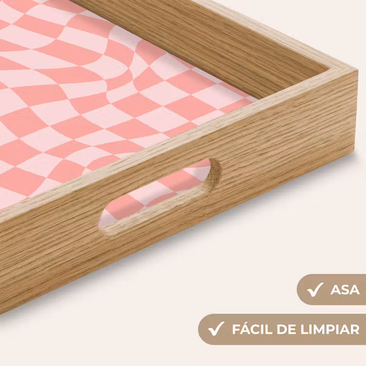 Bandeja - Patrón cuadrado - Rosa - Líneas onduladas — 8