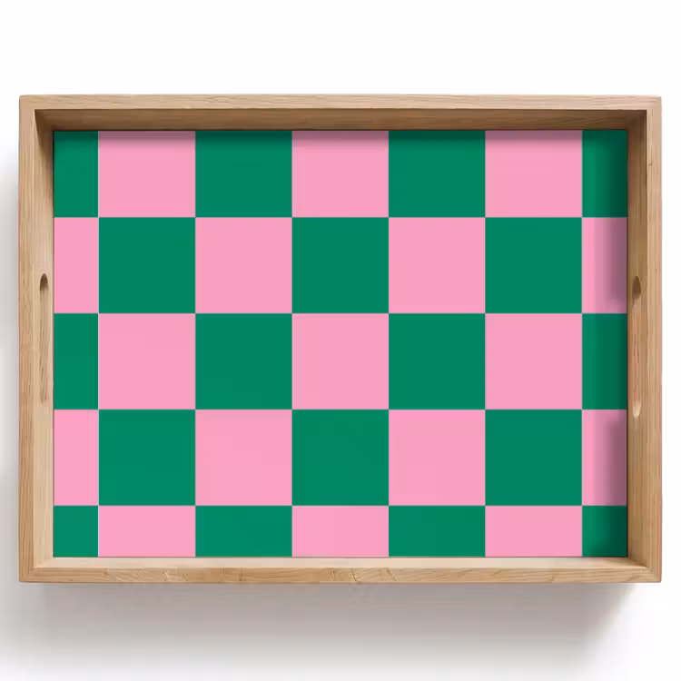 Bandeja - Tablero de ajedrez - Verde - Rosa - Cubos — 1