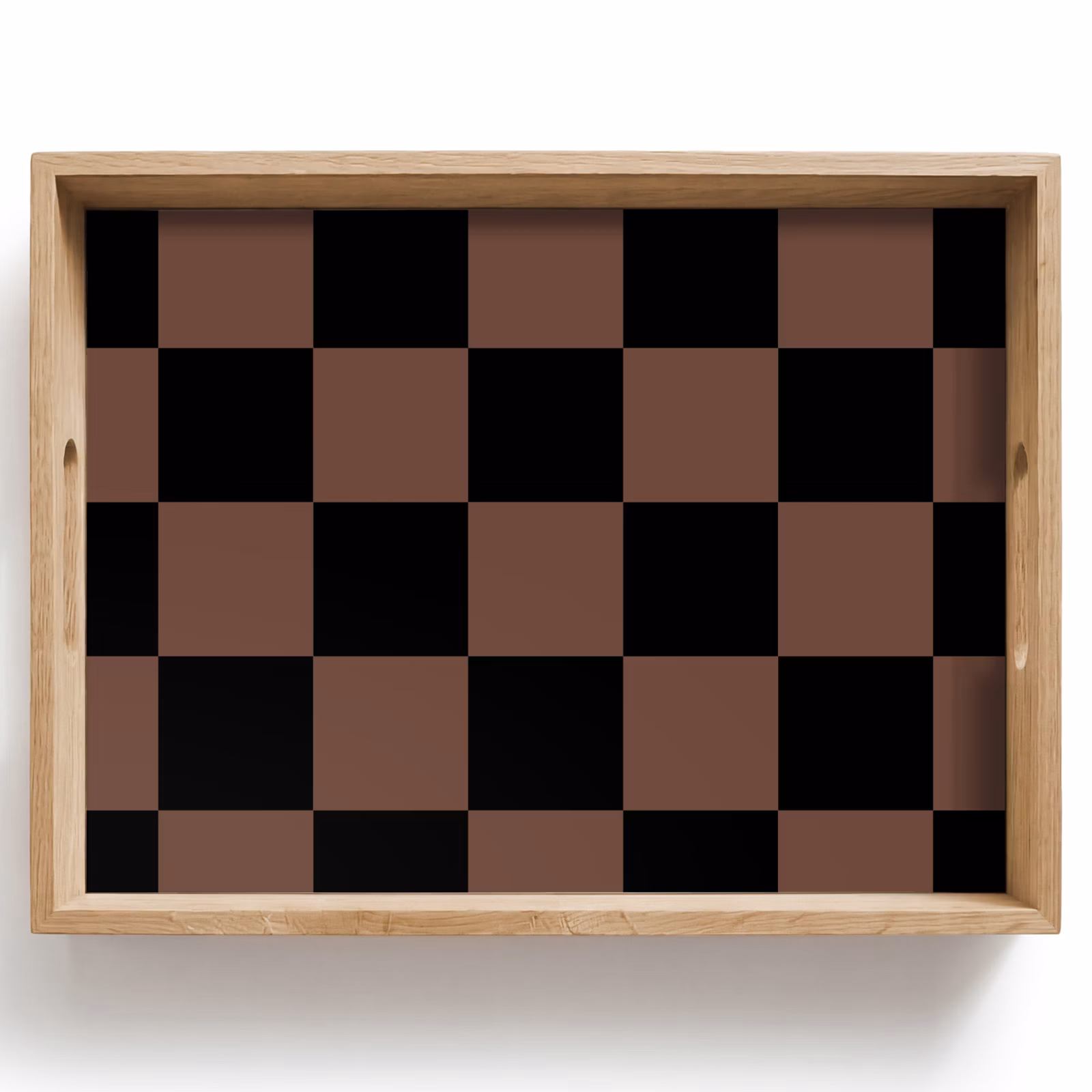 Bandeja - Tablero de ajedrez estampado - Marrón - Negro - Bloques — 1
