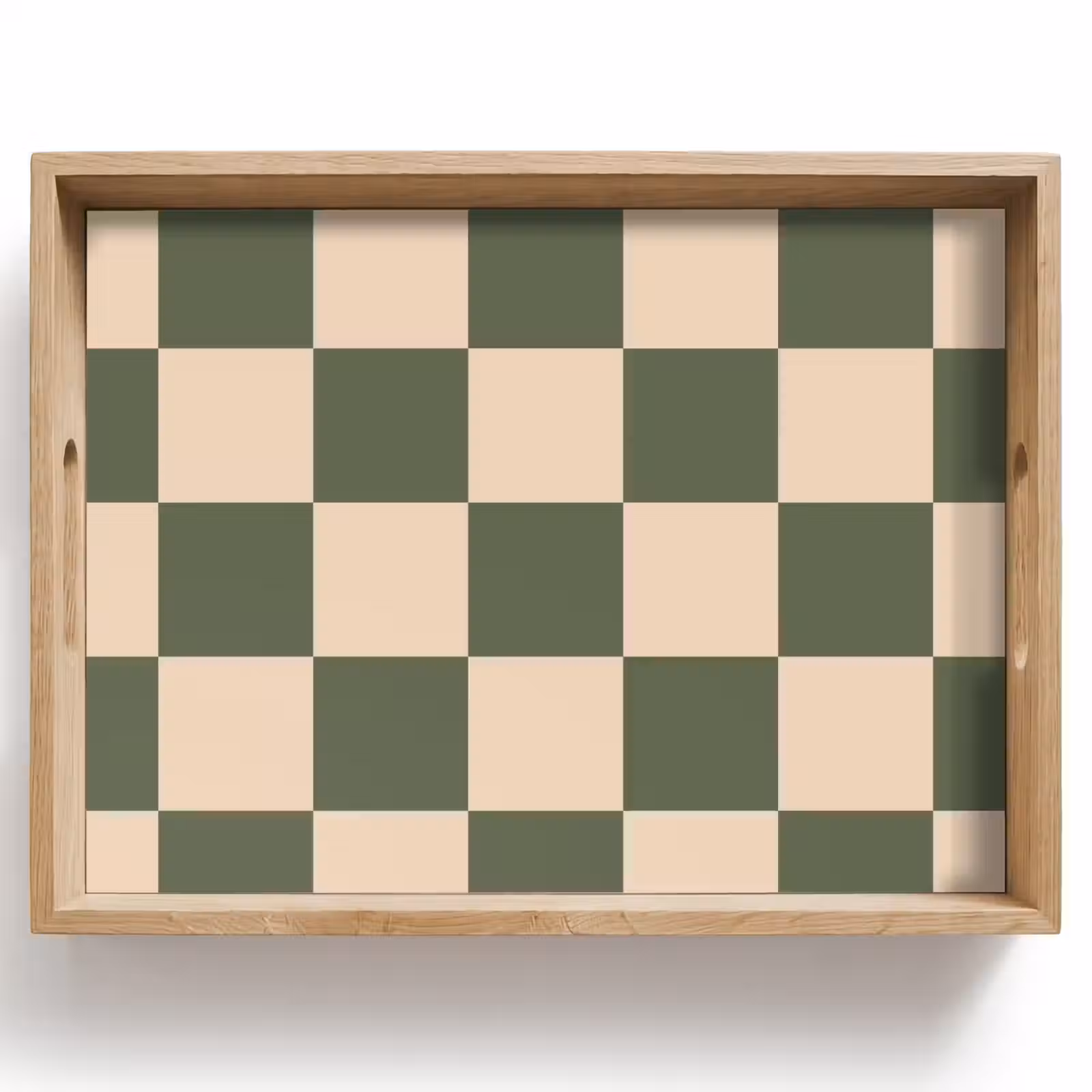 Bandeja - Tablero de ajedrez estampado - Verde - Beige - Bloques — 1