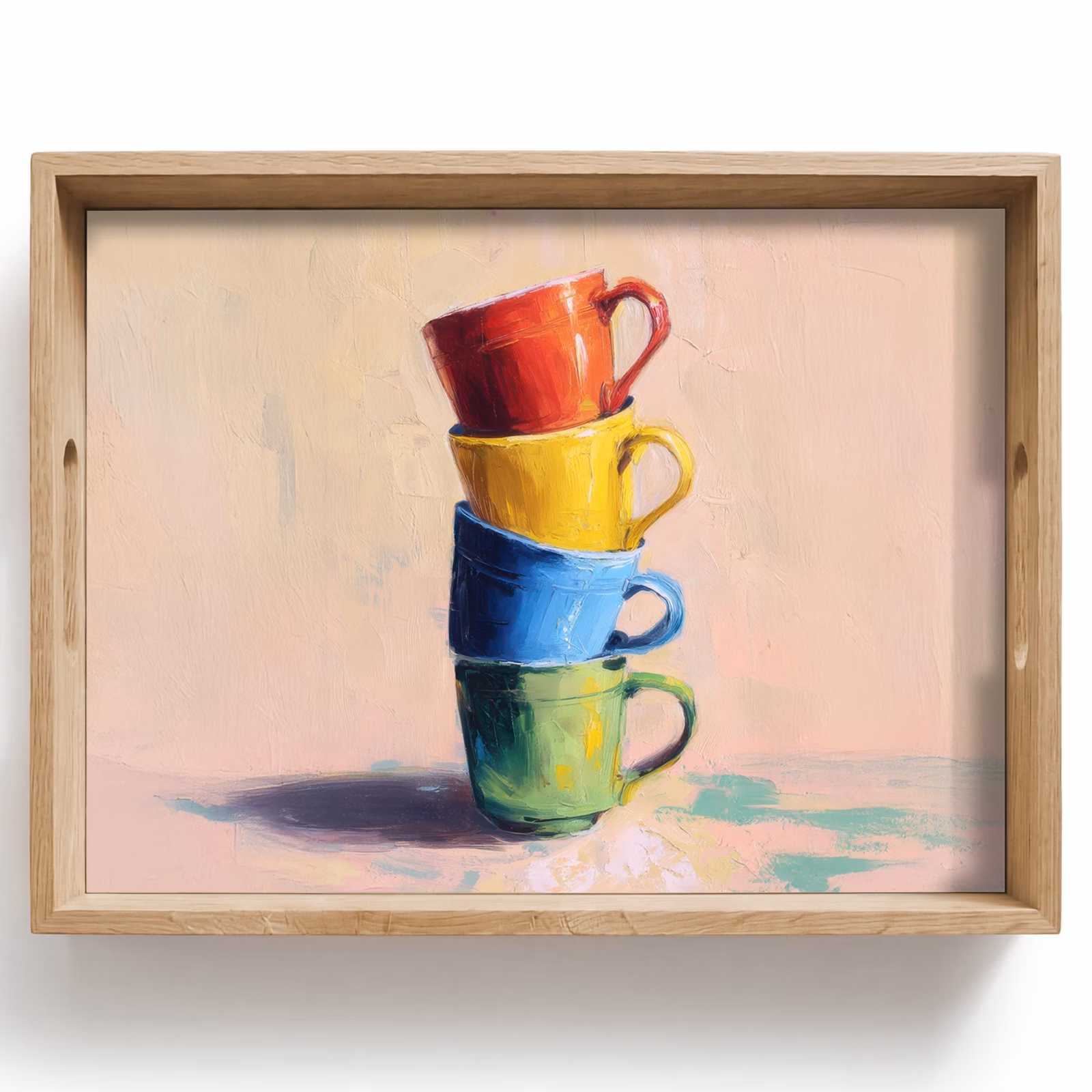 Bandeja - Tazas - Apiladas - Cerámica - Colorido — 1