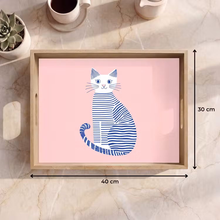 Bandeja - Gato - Ilustración - Minimalista - Rosa — 7