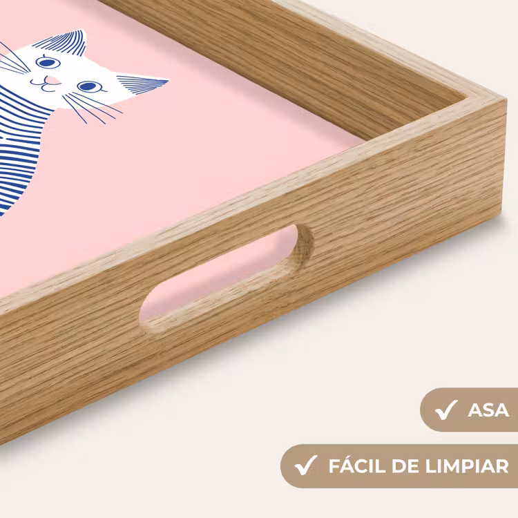 Bandeja - Gato - Ilustración - Minimalista - Rosa — 8