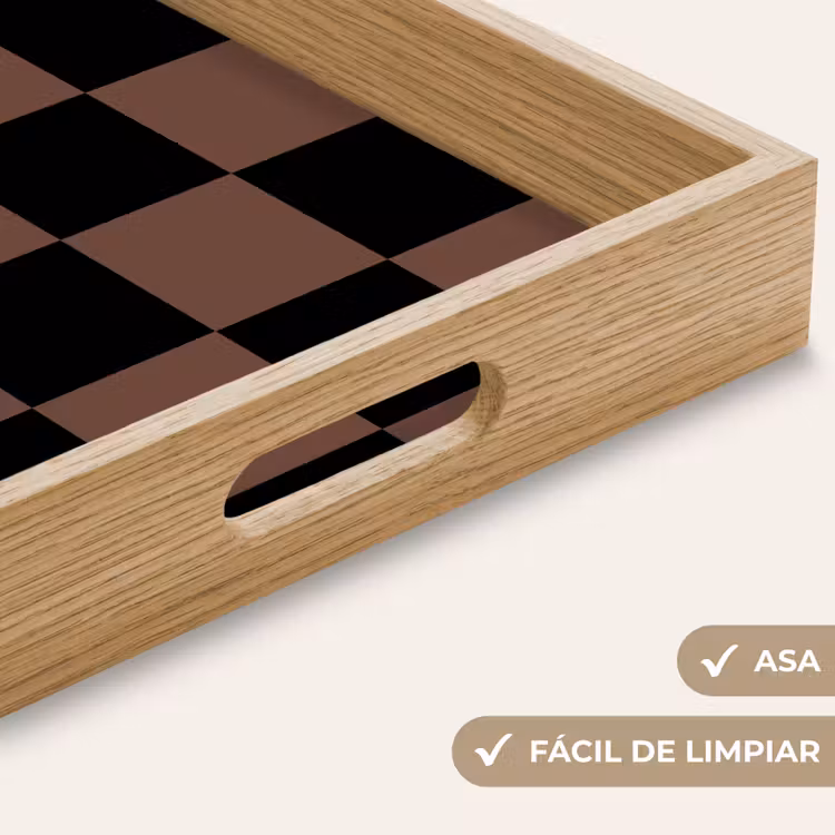 Bandeja - Tablero de ajedrez estampado - Marrón - Negro - Bloques — 8
