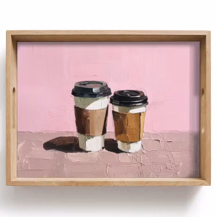 Bandeja - Tazas de café - Tapa - Pintura - Textura — 1